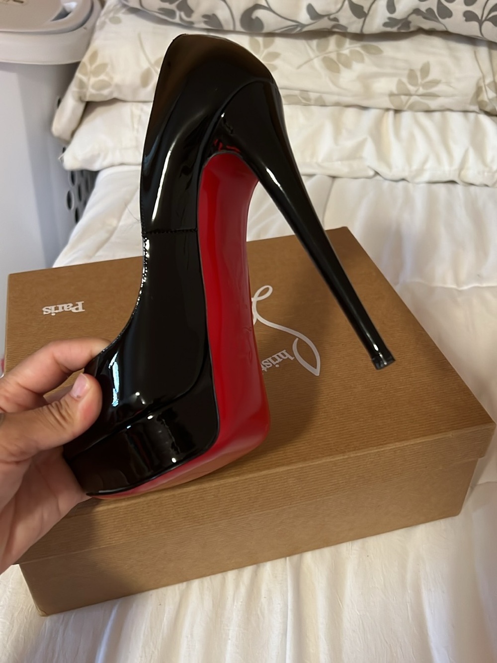 Christian Louboutin Black Patent Leather Platform Stiletto with Red Sole